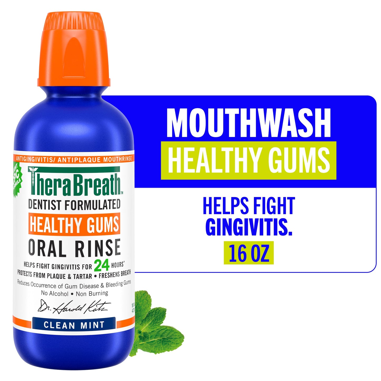 TheraBreath Healthy Gums Mouthwash Clean Mint, 16oz (4/3Pkx16Oz Intl)