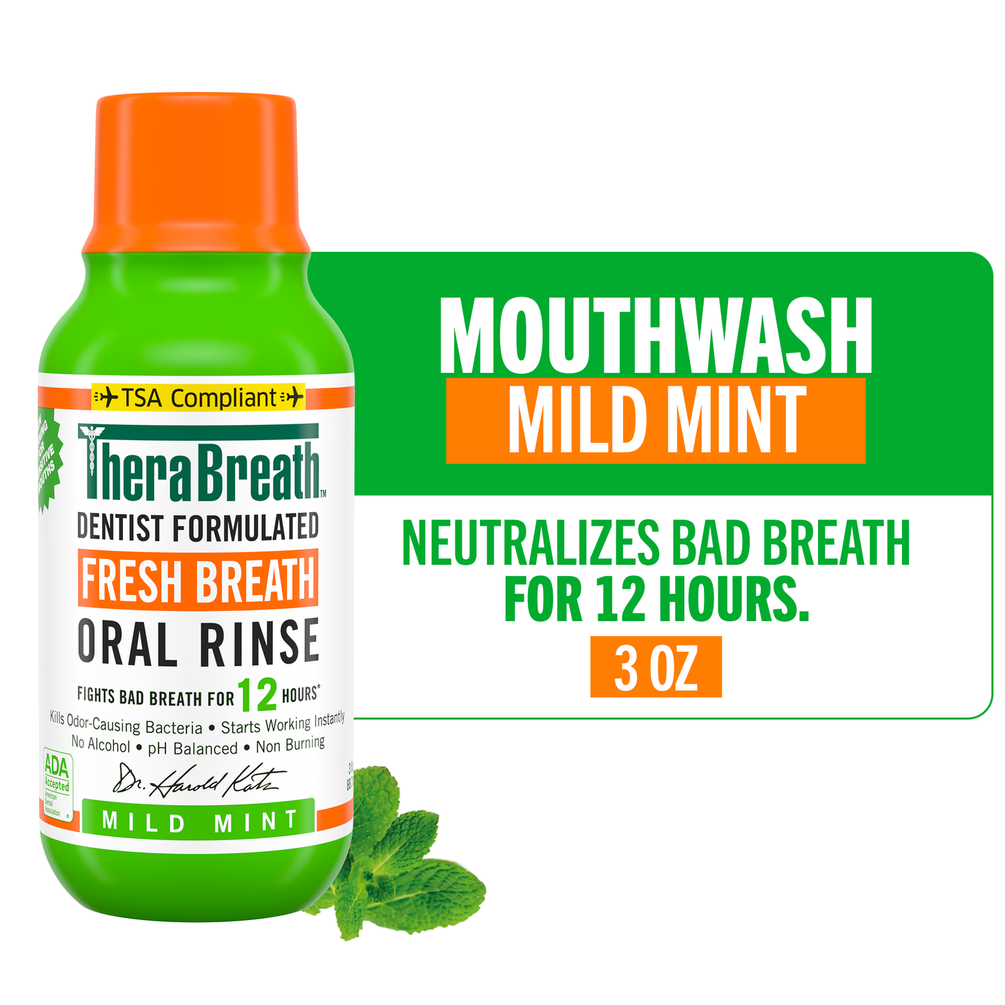 TheraBreath Mild Mint Mouthwash 3oz (72/3Oz CLM)