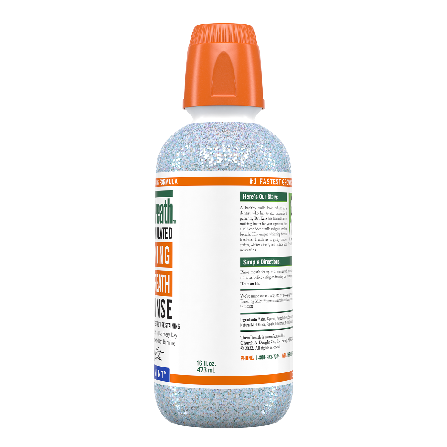 TheraBreath Whitening Mouthwash Dazzling Mint 16oz (4/3Pkx16Oz CLM)