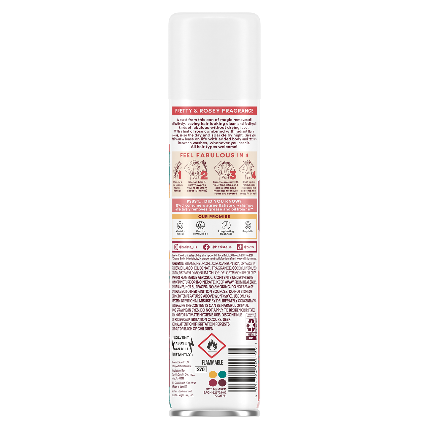 Champú seco Batiste Rose Gold – Paquete de 3 (108 g cada uno)