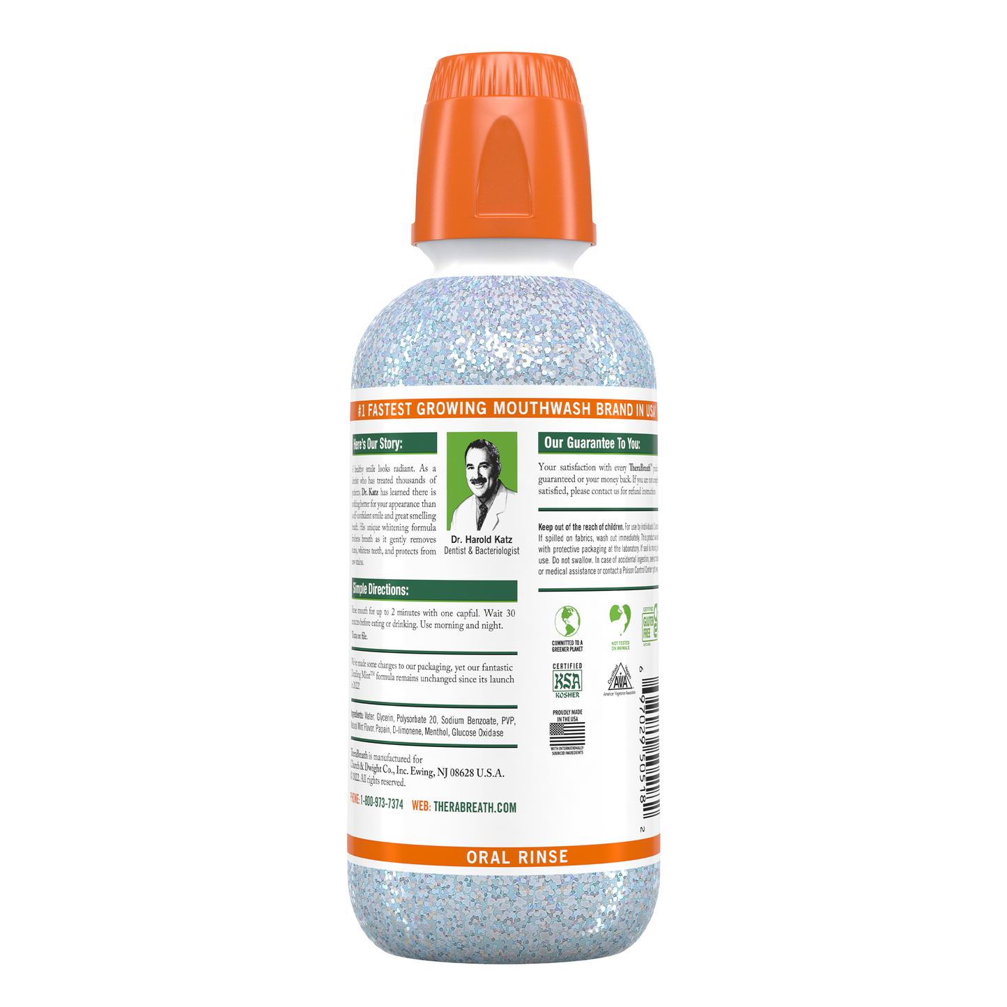 TheraBreath Whitening Mouthwash Dazzling Mint 16oz (4/3Pkx16Oz CLM)