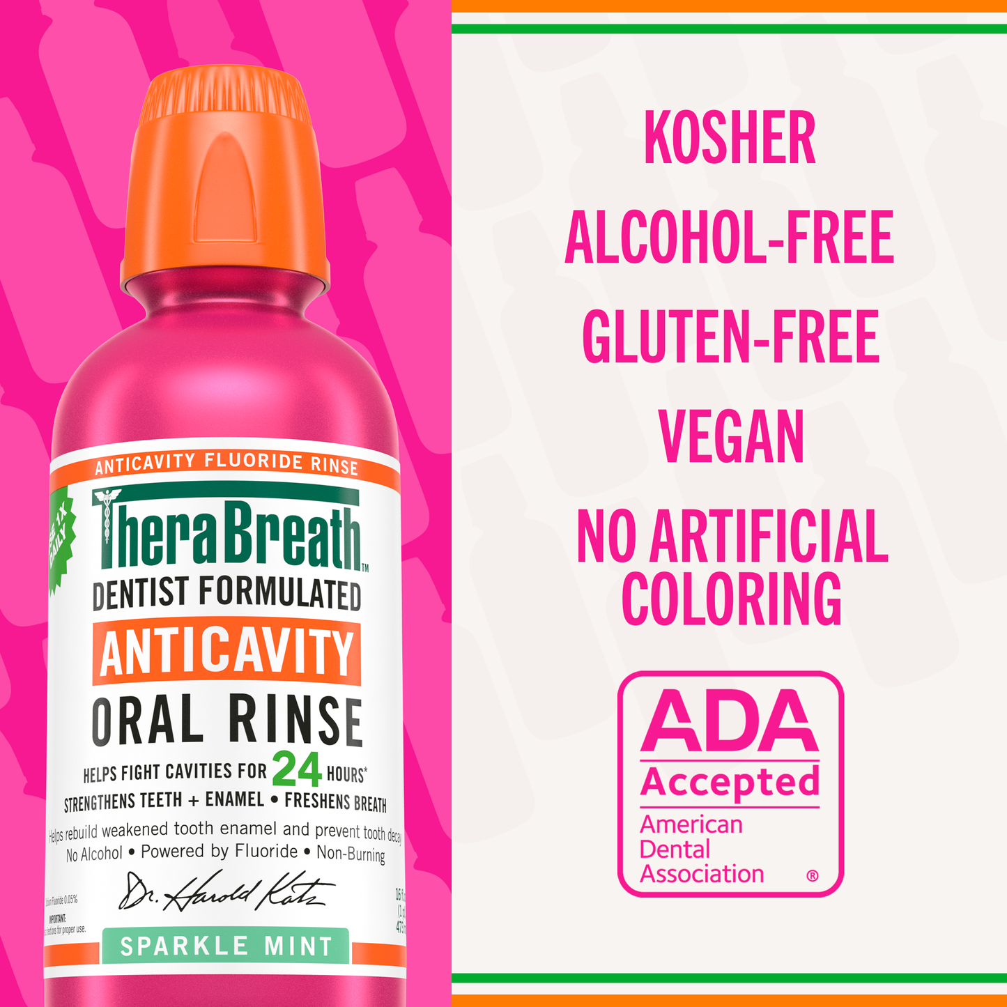 TheraBreath Sparkle Mint Mouthwash 16oz (4/3PKx16Oz)