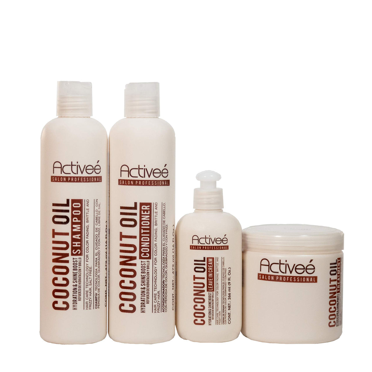 Activeé Professional Coconut Oil Hair Care Kit | Shampoo, Conditioner, Leave-In & Treatment