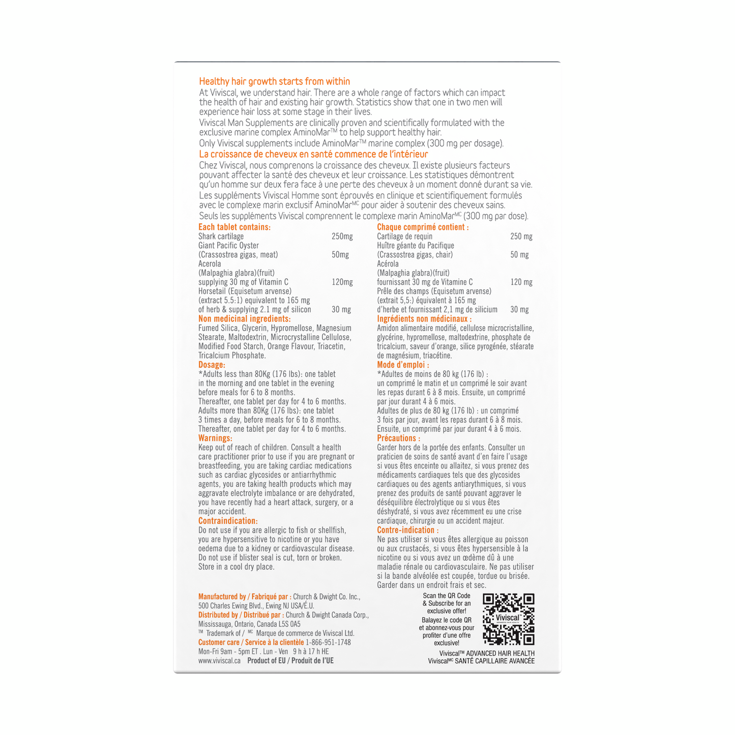 Viviscal Men’s Supplement 10/3 Pkg x 60 Ct