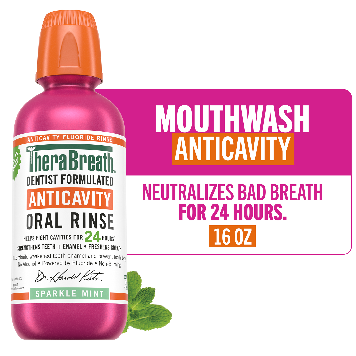 TheraBreath Sparkle Mint Mouthwash 16oz (4/3PKx16Oz)