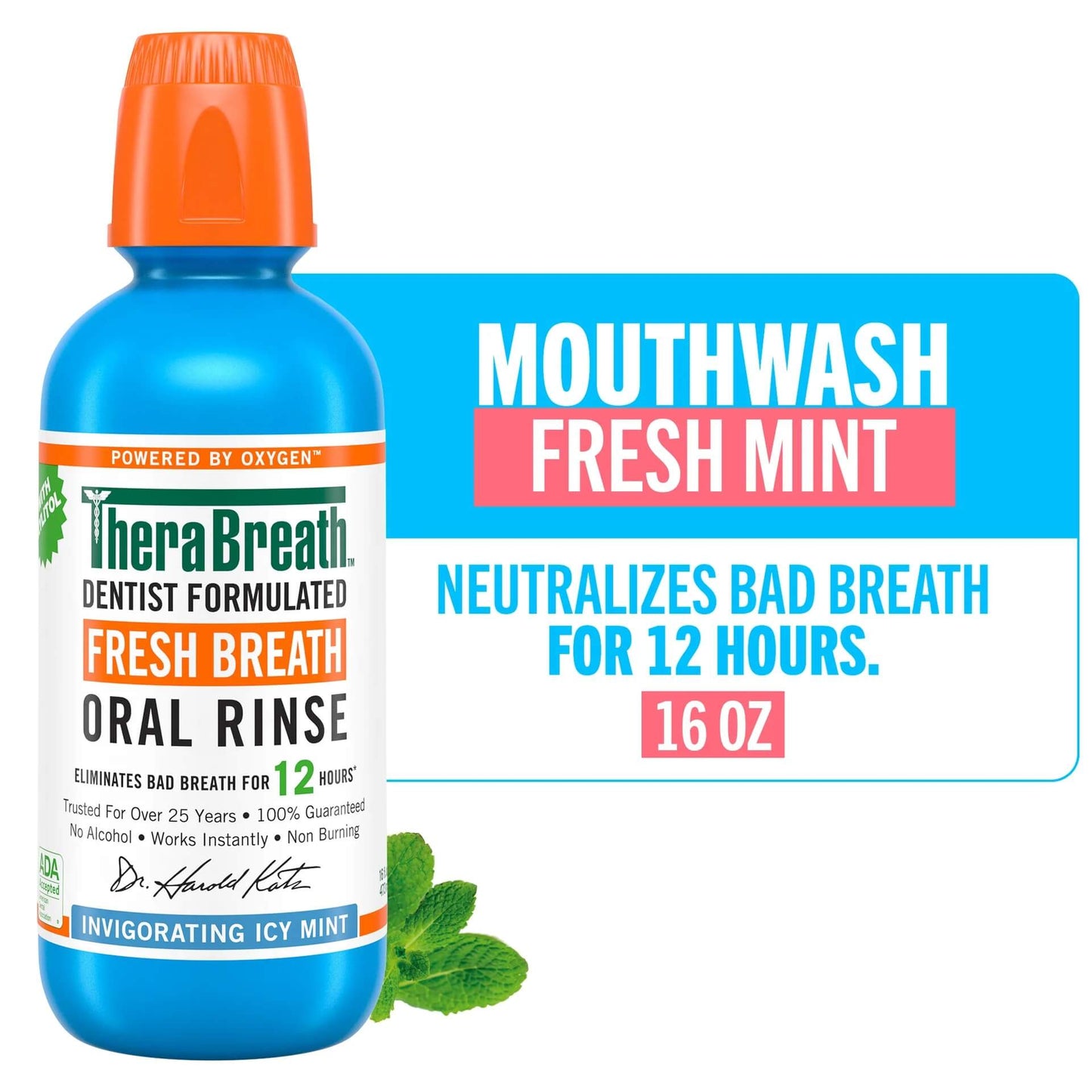 TheraBreath Icy Mint Mouthwash 16oz (4/3Pkx16Oz Intl LP)