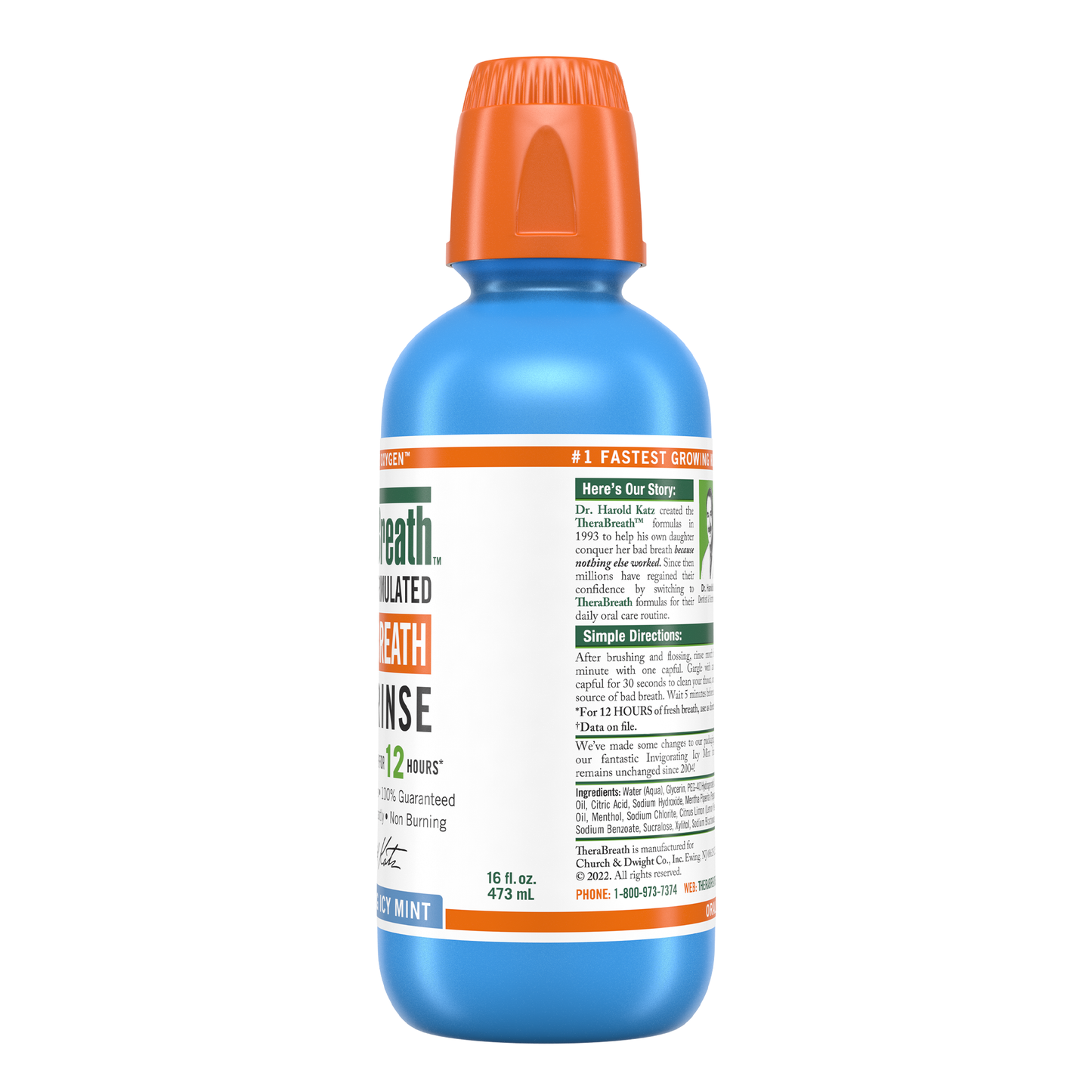 TheraBreath Icy Mint Mouthwash 16oz (4/3Pkx16Oz CLM)