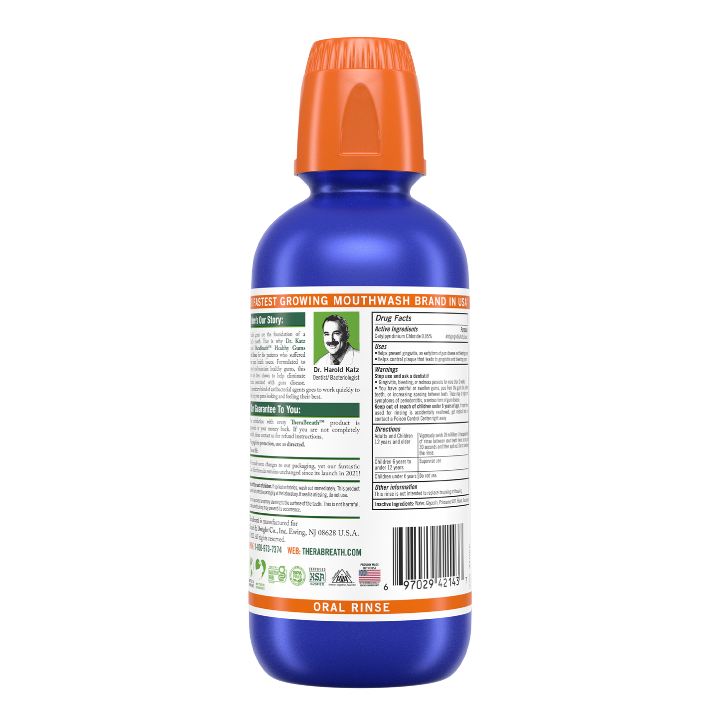 TheraBreath Healthy Gums Mouthwash Clean Mint, 16oz (4/3Pkx16Oz Intl)