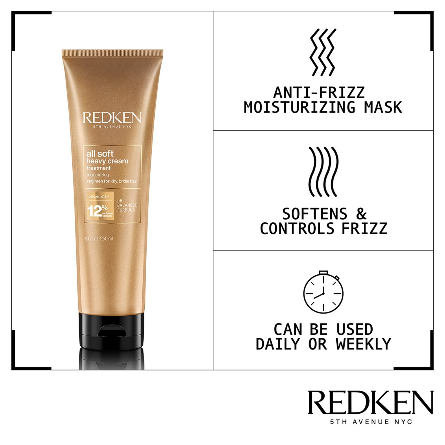 Redken All Soft Heavy Cream Mascarilla de Acondicionamiento Profundo con Aceite de Argán
