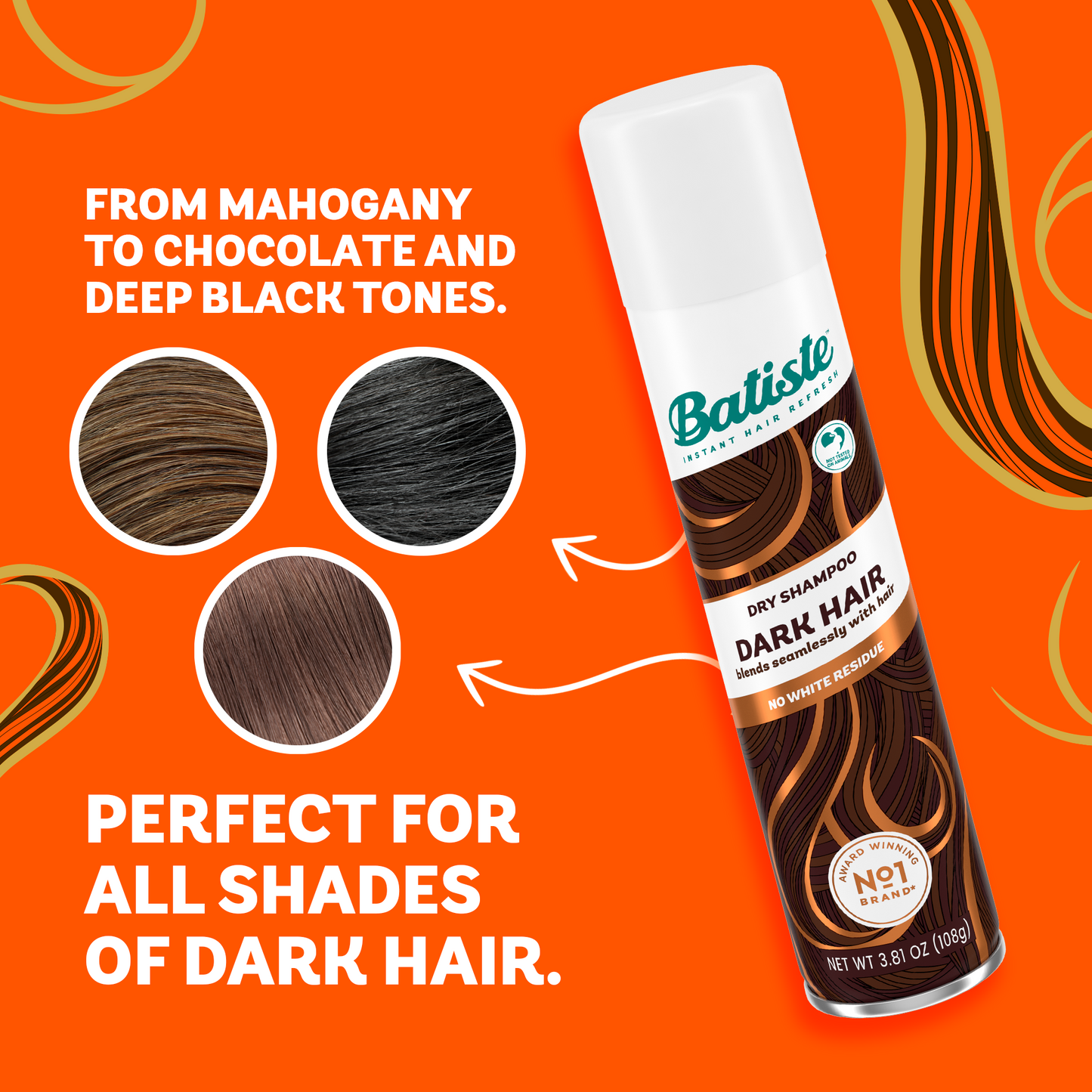 Batiste Dark & Deep Brown Dry Shampoo 3x3.81oz/108g (Voc)