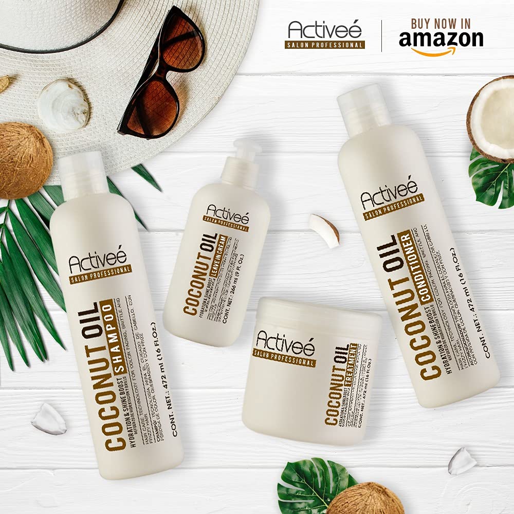Activeé Professional Coconut Oil Hair Care Kit | Shampoo, Conditioner, Leave-In & Treatment