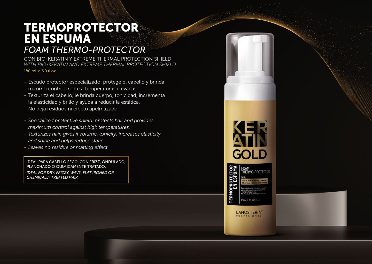Keratin Gold Heat Protection Foam 180 ml