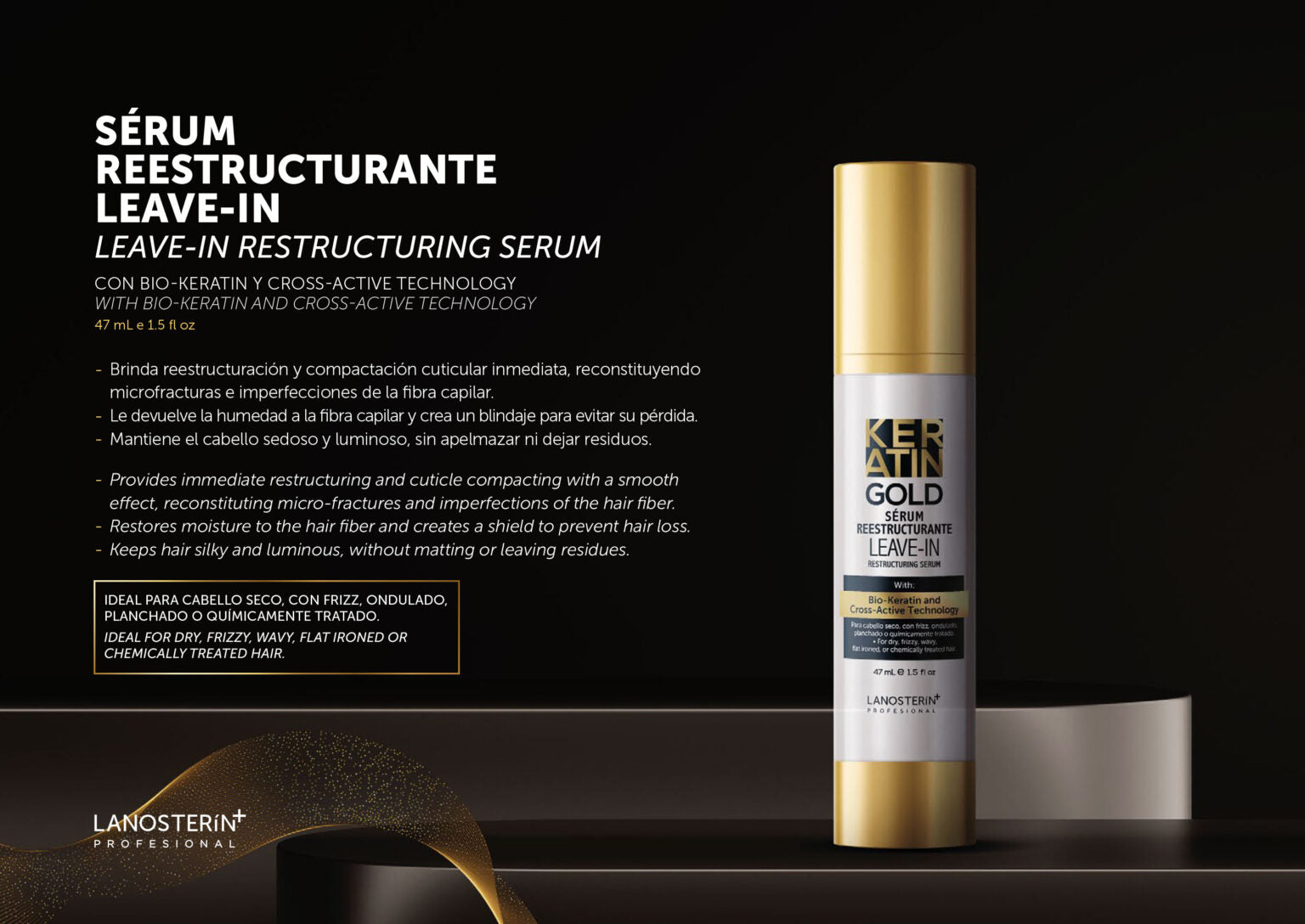 Keratin Gold Leave-In Restructuring Serum 47 ml