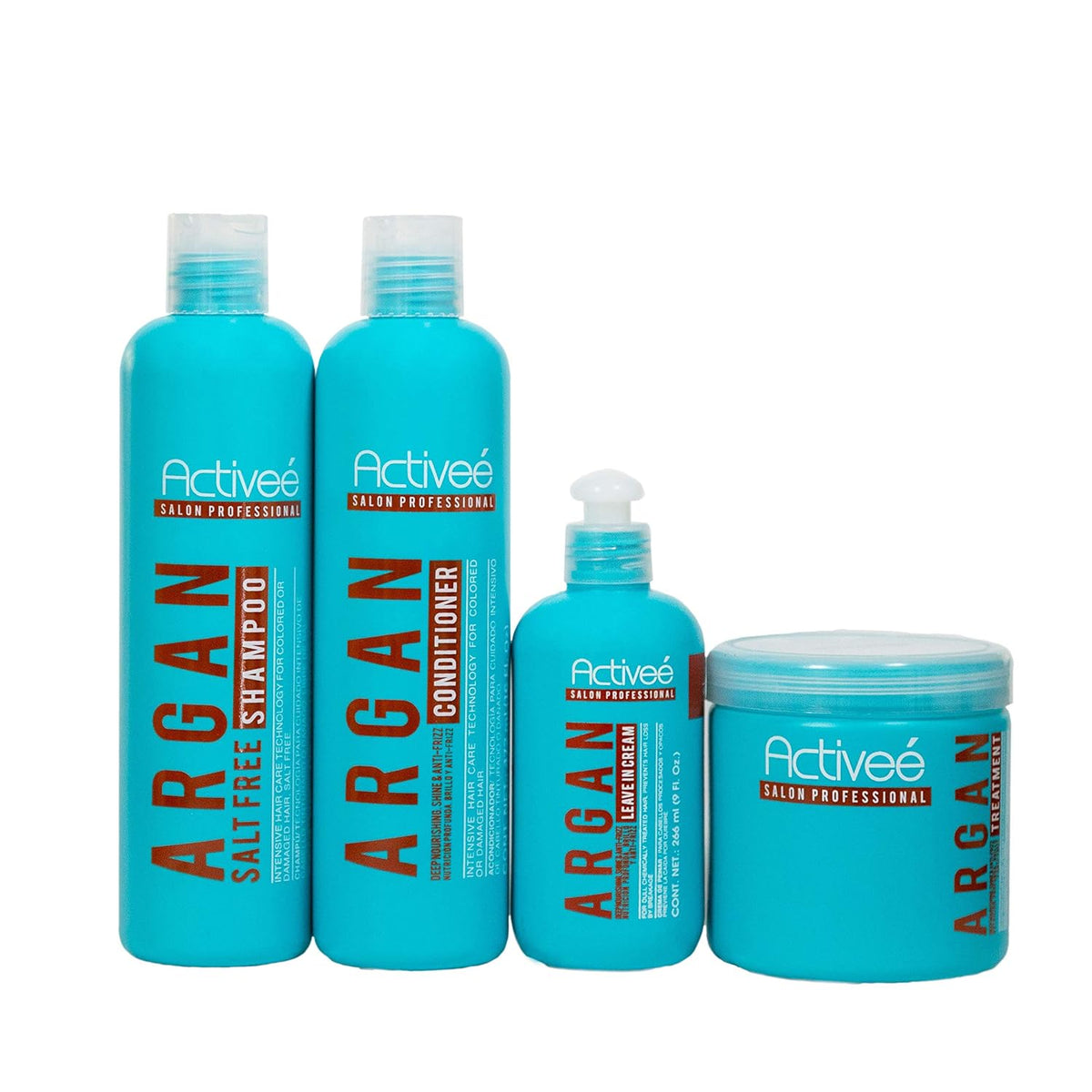 Activeé Professional Argan Kit | Moisturizing Shampoo, Conditioner, Leave-In Cream & Treatment