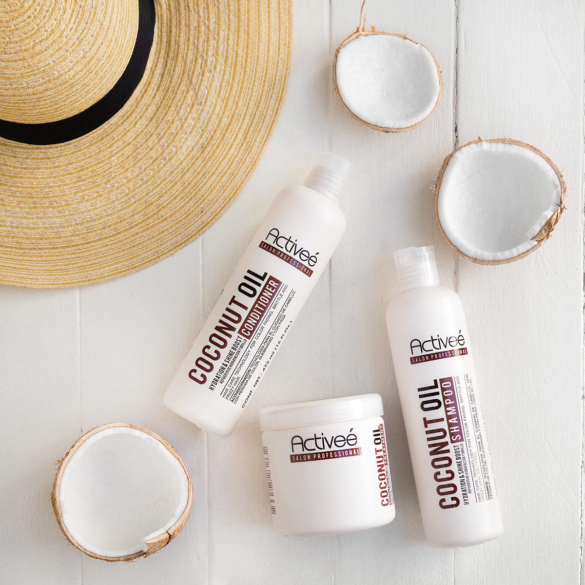 Activeé Professional Coconut Oil Hair Care Kit | Shampoo, Conditioner, Leave-In & Treatment